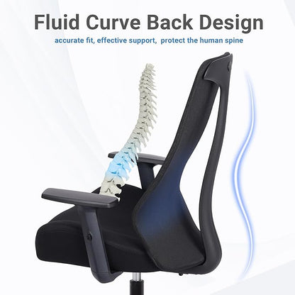HYLONE Ergonomic Office Chair, Tall Back Chair 5" Thickened Seat Desk Chair with Adjustable Armrests, Home Office Computer Chairs for Long Hours Mesh Executive Chair(Black)