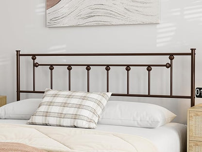 Metal Full Size Headboard, Victorian Farmhouse Style, Easy Assembly, Steel Full Headboard Only for Bedroom - Brown