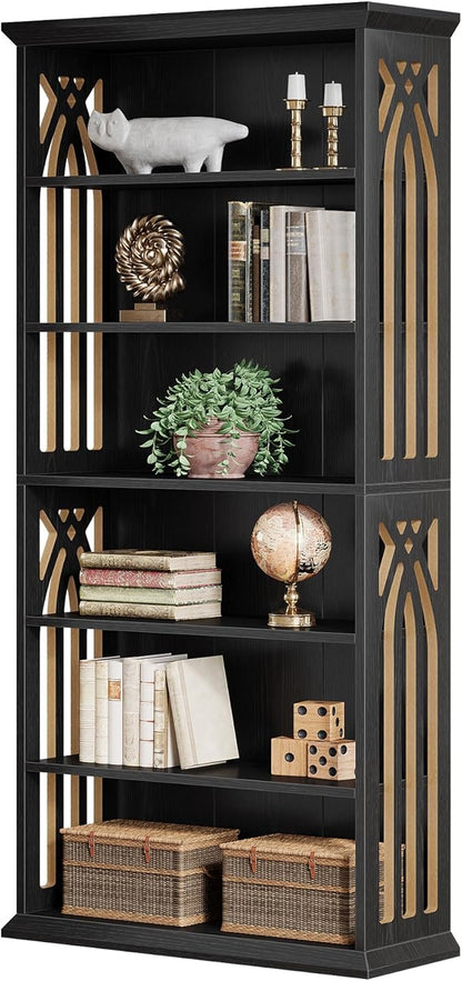 Tribesigns 6-Tier Bookshelf, 75-Inch Tall Bookcase, Large Bookshelves and Bookcases Freestanding Display Shelves, Wood Book Shelf for Living Room, Home Office, Bedroom, Black
