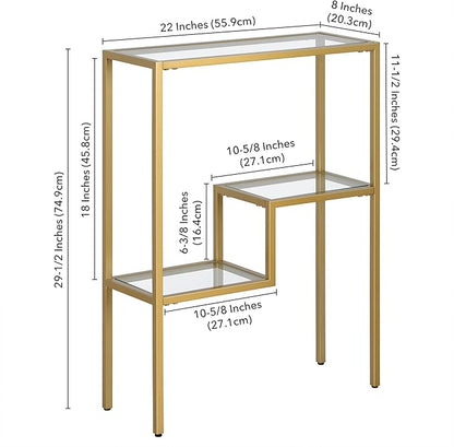 Henn&Hart 22" Wide Rectangular Console Table in Brass, Entryway Table, Accent Table for Living Room, Hallway