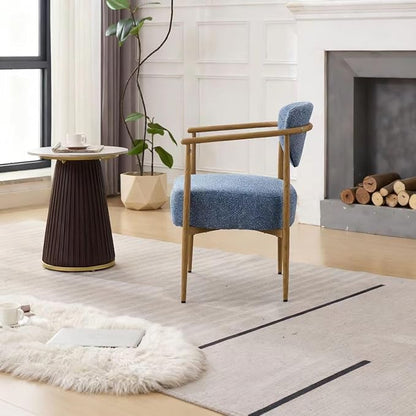 Modern Accent Chair, Blue Teddy Velvet Armchair with Wood Grain Metal Frame, Comfortable Single Seating for Living Room, Dining Room, Bedroom, and Cafe, 24.8" W x 24.8" D x 29.1" H