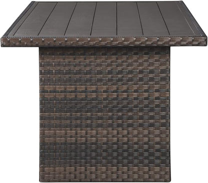 Signature Design by Ashley Outdoor Easy Isle Multi-Use Resin Wicker Patio Table, Dark Brown