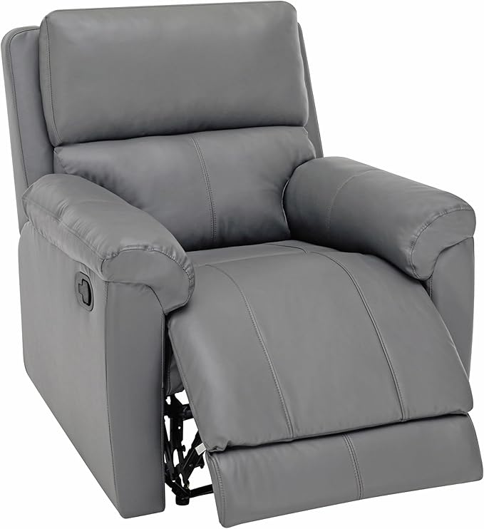 MINCETA Recliner Chairs,Modern 5" Wall Hugger Nursery Recliner with Overstuffed Arm and Back for Living Room,PU Leather in Gray