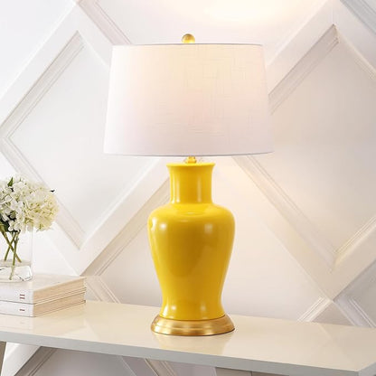 JONATHAN Y JYL4026H Julian 29" Traditional Classic Ceramic Urn LED Table Lamp, Yellow for Bedroom, Living Room, Kitchen, Home Office, Kids Room