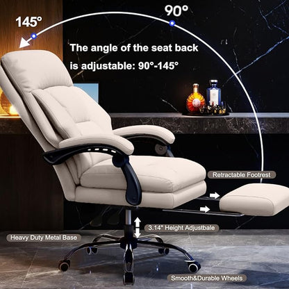 Office Chair with Leg Rest Executive Desk Chairs with Wheels High Back Computer Gaming Chairs Adjustable Reclining Ergonomic Work Chair for Home Office
