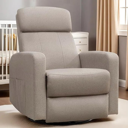 Power Swivel Recliner Chairs for Adults, Electric Glider Rocking Chair Nursery, Glider Recliner Nursery Chair with Classified Side Pocket, Nursery Rocking Chairs with USB and Type-C Ports