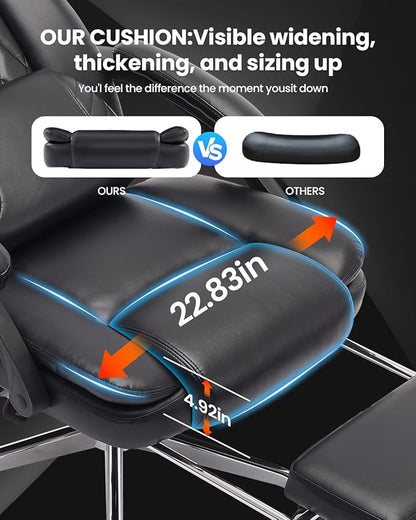 Big and Tall Office Chair 300lbs with 3D Kneading Massage Lumbar Support, Office Chairs for Back Pain Relief, Ergonomic Comfort 130° Reclining Desk Chairs Managerial Chairs for Heavy People