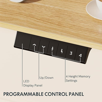 FLEXISPOT EN1 One-Piece Standing Desk 40"x24" Maple - Home Office Use, Height Adjustable with 4 Memory Presets, Supports Multiple Monitors, White Frame + Maple Top