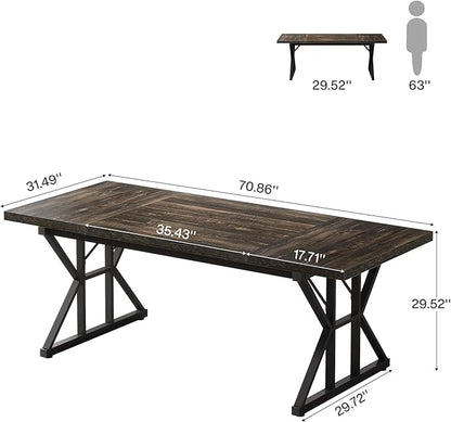Tribesigns 70.86-Inch Large Executive Desk, Industrial Home Office Computer Desk, Simple Long Writing Study Table Business Furniture (Oak/Black)