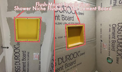 Ready For Tile Waterproof Leak Proof 16" x 14" Bathroom Recessed Shower Niche - Single Bathroom Shelf Organizer Storage For Shampoo & Toiletry Storage STR-1614 - Flush Mount Installation