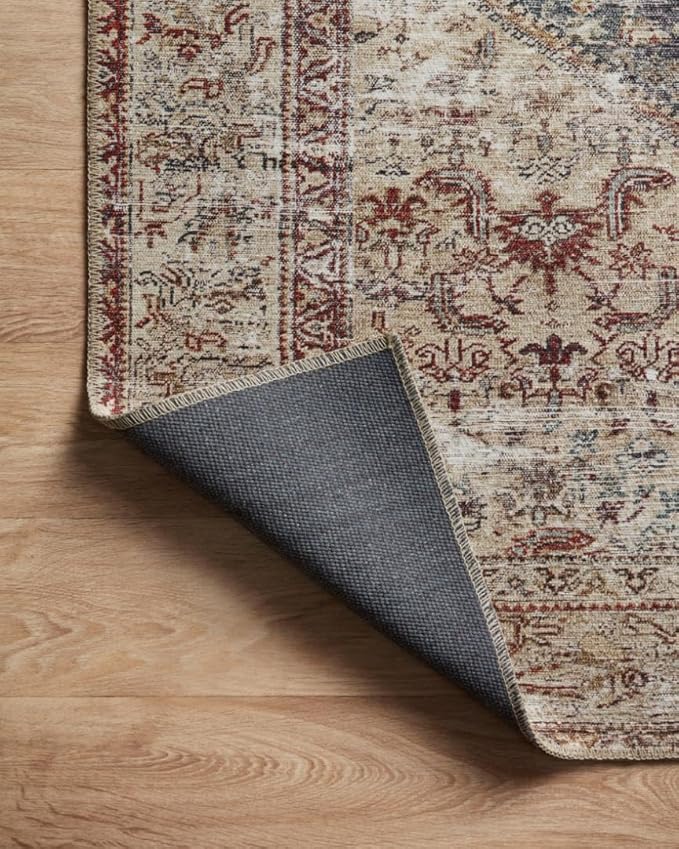 Loloi Amber Lewis Georgie Collection GER-04 Teal/Antique 5'-0" x 7'-6", .19" Pile Height, Area Rug