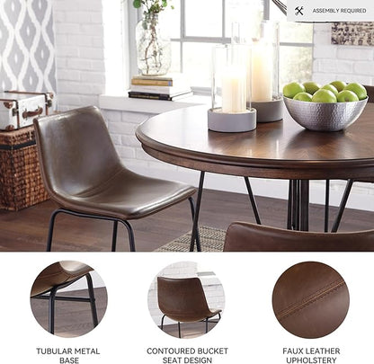 Signature Design by Ashley Mid Century Centiar Dining Bucket Chair Set of 2, Black and Brown