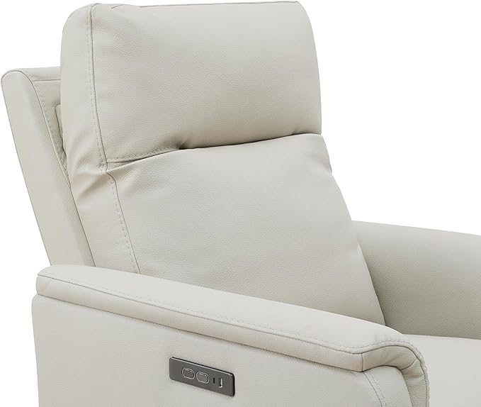 Watson & Whitely Power Recliner Chairs for Adults, Swivel Rocker Recliner W Power Headrest & Type-C Charger for Living Room, Faux Leather, Cream, RC015