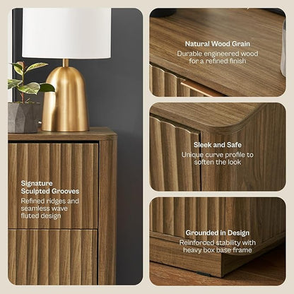 mopio Blake 3 Drawer Dresser for Bedroom, Chest of Drawers, Wood Dresser Organizer, Modern Farmhouse, Tall Night Stand, Enhanced Safety, Sturdy Compliant (1, Walnut, One Size)