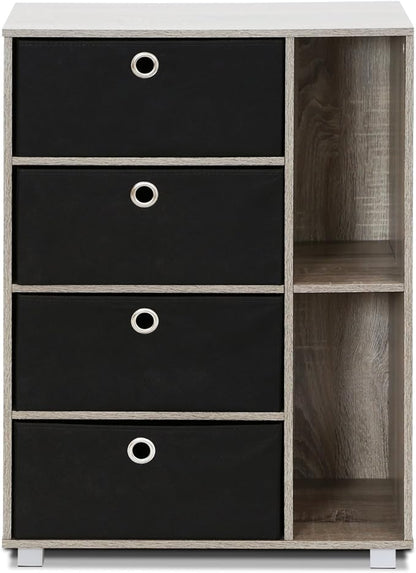 FURINNO Andrey Multipurpose Storage Cabinet, French Oak Grey/Black