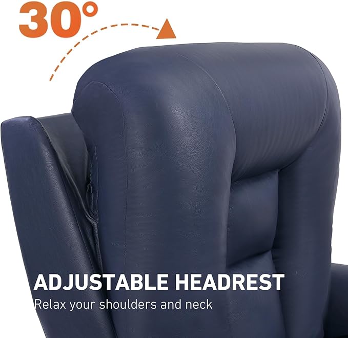 EONIX Four Motor Lay Flat Power Lift Recliner Chair for Elderly, 400lbs Electirc Lift Chair for Living Room, Independent Adjustable Lumbar Support & Headrest, Extended Footrest, Navy Blue