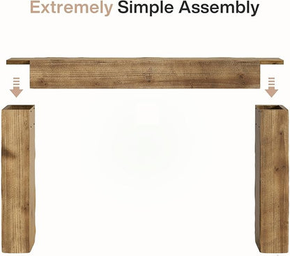 Tribesigns Title 63-Inch Solid Wood Console Sofa Table, Farmhouse Long Entryway Table Behind Couch for Living Room, Entrance, Hallway, Foyer, Easy Assembly (Light Brown)