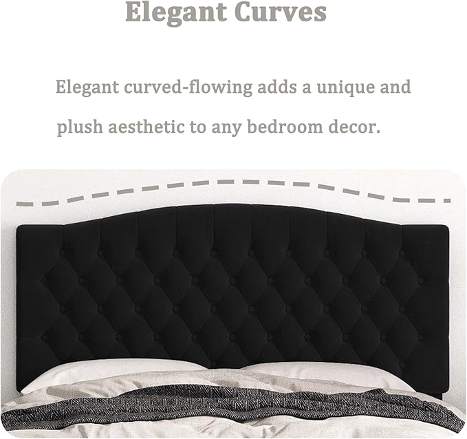 Queen Headboard Only, Upholstered Headboard for Adjustable Bed Linen Tufted Queen/Full Size Wall Mounted Head Board with Solid Wood Legs Head Board, Black