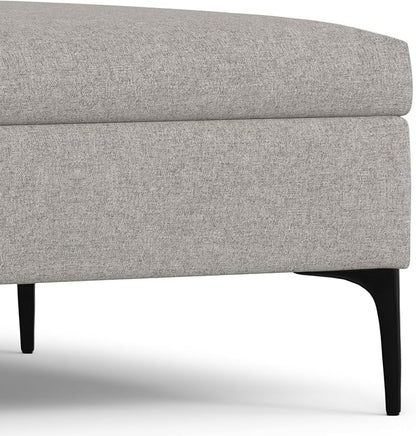 SIMPLIHOME Rebecca 36 inch Wide Contemporary Square Mid Century Coffee Table Storage Ottoman with Lift Up Lid in Cloud Grey Polyester Linen, Assembled, For the Living Room, Entryway and Family Room