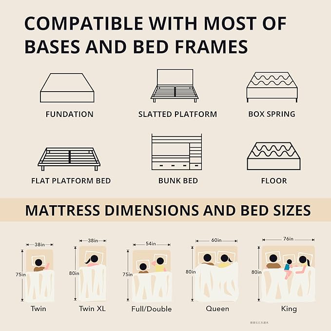 EGOHOME 14 inch Firm Queen Mattress, Memory Foam Mattress with Cooling Cover, Bed in a Box, CertiPUR-US Certified, Breathable and Supportive, Made in USA, 60''x80''x14'' Black