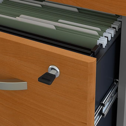 Bush Business Furniture Series C 72W L Shaped Desk with 48W Return and Mobile File Cabinet in Natural Cherry
