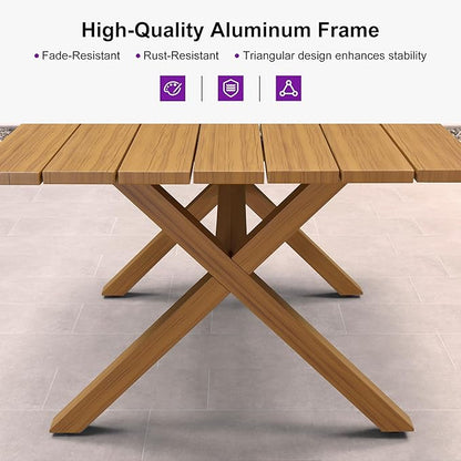 PURPLE LEAF 16 Pieces Patio Dining Set with Outdoor Aluminium Dining Table and Woven Chairs Modern Metal Furniture Cushions Sets for Garden Yard Indoor Decor Kitchen Teak
