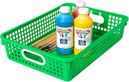 Really Good Stuff Paper Basket, 14" x 10" x 3-1/4" - 6 Pack, Tropics, Plastic Mesh Paper Basket for Classroom, Home and Office, Fits A4 Paper, Documents, Files, Magazines