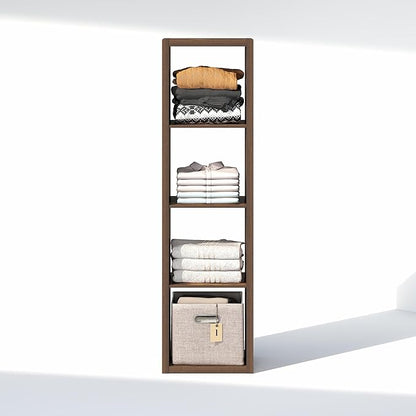 Furinno Cubic Closet Organizers and Storage, 4-Cube Closet Organizer, Vertical Open Shelf Closet Storage, Extra Thick Frame for Wardrobe, Bedroom, Living Room, Amber Pine