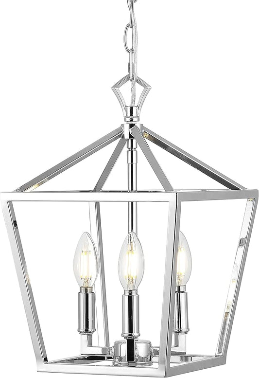 JONATHAN Y JYL7601C Pagoda Lantern Dimmable Adjustable Metal LED Pendant Classic Traditional Farmhouse Dining Room Living Room Kitchen Foyer Bedroom Hallway, 10 in, Chrome