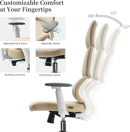 EUREKA ERGONOMIC Remi High Back Office Chair, PU Leather Office Chair with Wheels, Leather Desk Chair, Executive Office Chair Comfy for Home & Office, Beige