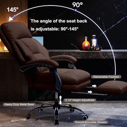 Office Chair with Leg Rest Executive Desk Chairs with Wheels High Back Computer Gaming Chairs Adjustable Reclining Ergonomic Work Chair for Home Office