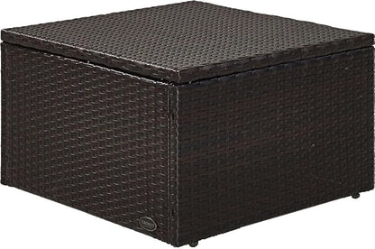 Crosley Furniture Palm Harbor Wicker Outdoor Ottoman Foot Rest for Patio, Deck, Porch, Brown with Sand Cushions