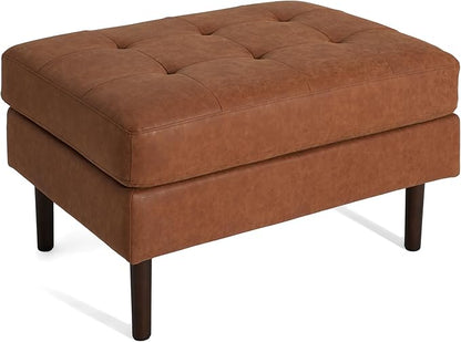 Christopher Knight Home Alcott Leather Ottoman Foot Rest, Upholstered Foot Stools Pouf Ottoman, Sofa Foot Rest for Living Room, Modern Coffee Table, Entryway Rectangle Small Footstool, Reddish Brown