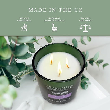 Pecksniff's Relax Candle - 3 Wick, 19.4 oz, 550g - Long-Lasting RelaxFragrance - Soothing Ambiance for Home Decor - Elegant Dark Green Design