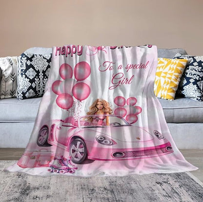 Birthday Blanket Birthday Gifts for Girls Women Pink Throw Blanket for Kids Adults Soft Warm Cozy Fleece Blanket for Couch Sofa Bed 40"x50"