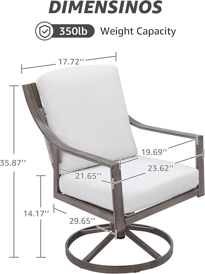 NATURAL EXPRESSIONS Outdoor Swivel Patio Dining Chairs Set of 2, Rocking Patio Chairs with Hand Brushed Wood Grain Finish for Poolside Lawn Garden