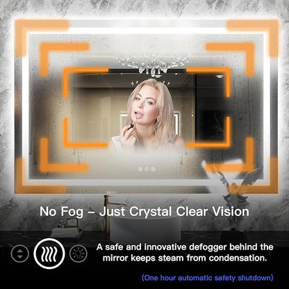 ISKM 77'' x 36'' LED Mirror for Bathroom Lighted Vanity Mirror for Wall Front Lights + Backlit LED Bathroom Mirror Anti-Fog Tempered Glass ETL Listed