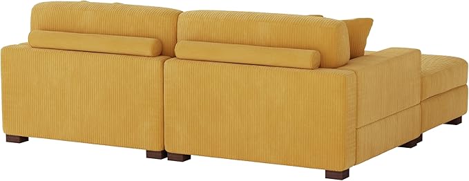 Modular Sectional Couches for Living Room, Modern Loveseat 2-Seater Sofa Couch with Ottoman, Upholstered Couches for Living Room Bedroom, Orange