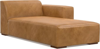 SIMPLIHOME Rex Right-Facing Modular Sectional Sofa in Full-Grain Genuine Leather, Sienna, 122-inches Wide, Handcrafted Modern-Style 4-Seater L-Shaped Leather Couch with Right Chaise for Living Room