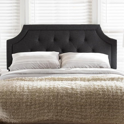 Maykoosh Adjustable Wood Post Headboard - Button Tufted Upholstered Bedroom Headboard Queen/Dark Gray