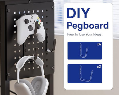 Pamray 71 Inch Large Computer Desk with Power Outlets,U Shaped Corner Desk for Home Office Work and Gaming White