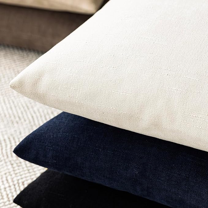 Foindtower Pack of 2 Soft Textured Chenille Throw Decorative Pillow Covers Lumbar Accent Solid Cushion Cover Neutral Farmhouse Pillow Case for Couch Sofa Bedroom Living Room 12x24 Inch, Ivory White