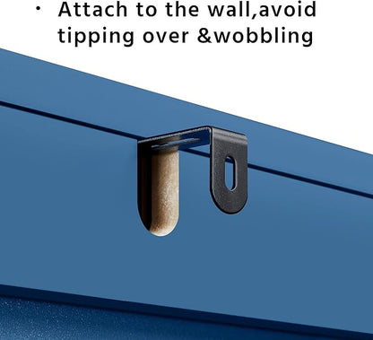 Yaheetech Over The Toilet Storage Cabinet, Free Standing Toilet Rack with Adjustable Shelves and Tempered Glass Doors for Bathroom Washroom, Navy Blue