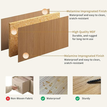 8 Drawer Dresser for Bedroom, Modern Fluted Double Dresser, 55" Wide Chest of Dressers, Mid Century Wooden Beside Table for Closet, Living Room and Entryway, Natural