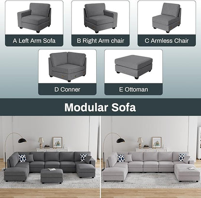 Legend Vansen Modular Sectional Sofa U Shaped Couch with Ottoman Modern Reversible Corner Sectional Couch for Living Room (Dark Grey, U Shaped Sofa-4)
