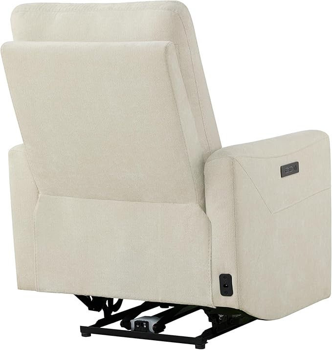 CHITA Power Recliner Chair for Adults, Electric Zero Clearance Wall Hugger Recliner for Small Spaces, Modern Living Room and RV Recliner Chair with Adjustable Power Headrest & Charging Ports, Cream
