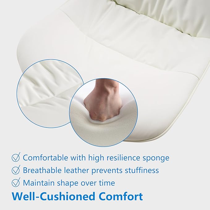 Rowill Leather Office Chair, Ergonomic Armless Desk Chair with Waterproof Cushion & Slient Wheels & SGS-Certified Class 3 Explosion-Proof Gas Lift, Ideal for Home Office, Study and Vanity(White)