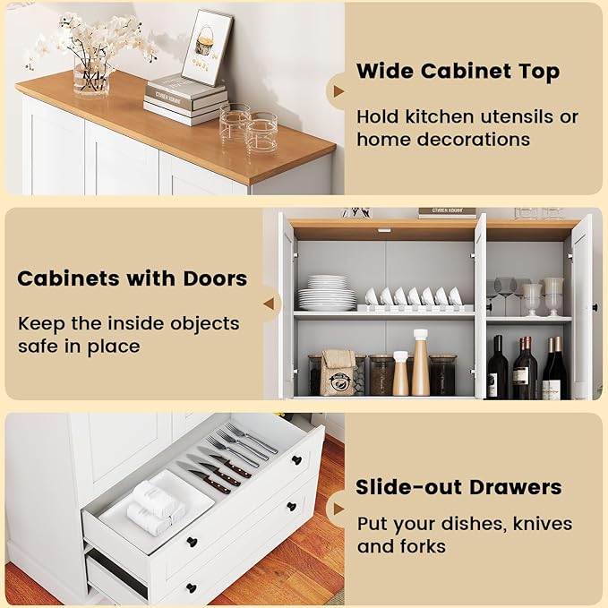 Giantex Buffet Cabinet with Storage, 47.5" Modern Kitchen Sideboard w/3 Doors, 2 Large Drawers, Removable Shelf, Accent Furniture for Coffee Bar Dining Living Room Entryway