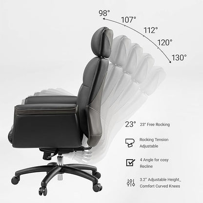 EUREKA ERGONOMIC Royal Ergonomic Office Chair Executive Desk Chair, Microfiber Leather High Back Executive Chair Comfy Ergonomic 360° Swivel with Lumbar for Home Workshop- Black