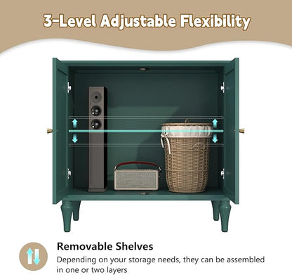ARTPOWER Green Sideboard Buffet Cabinet with Storage, Mid-Century Modern Storage Cabinet with 2 Doors and Adjustable Shelves, Accent Style Sideboard for Entryway, Dining Room, Living Room